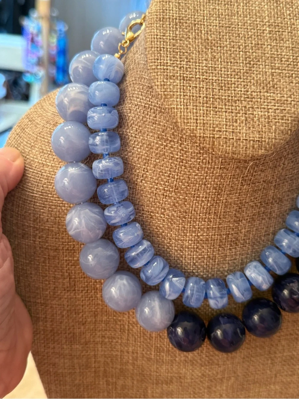Dual-Tone Blue Graduated Bead Necklace